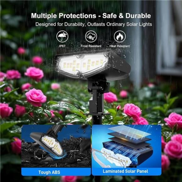 Solar Spot Lights Outdoor - 4 Pack Waterproof Ip67 Landscape Spotlights 3 - Picture 4 of 7